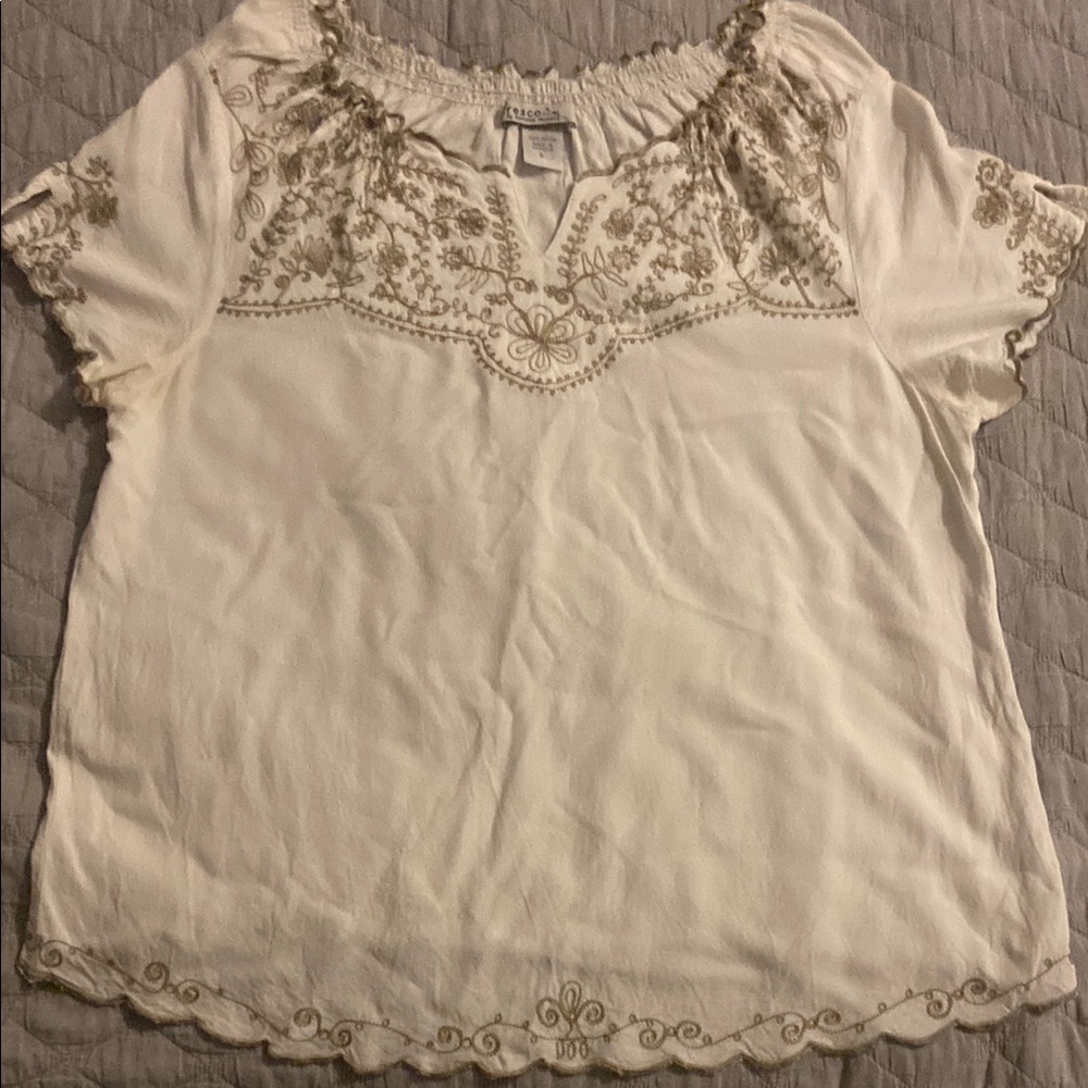 Nomadic Traders Cream and Gold Embellished Blouse